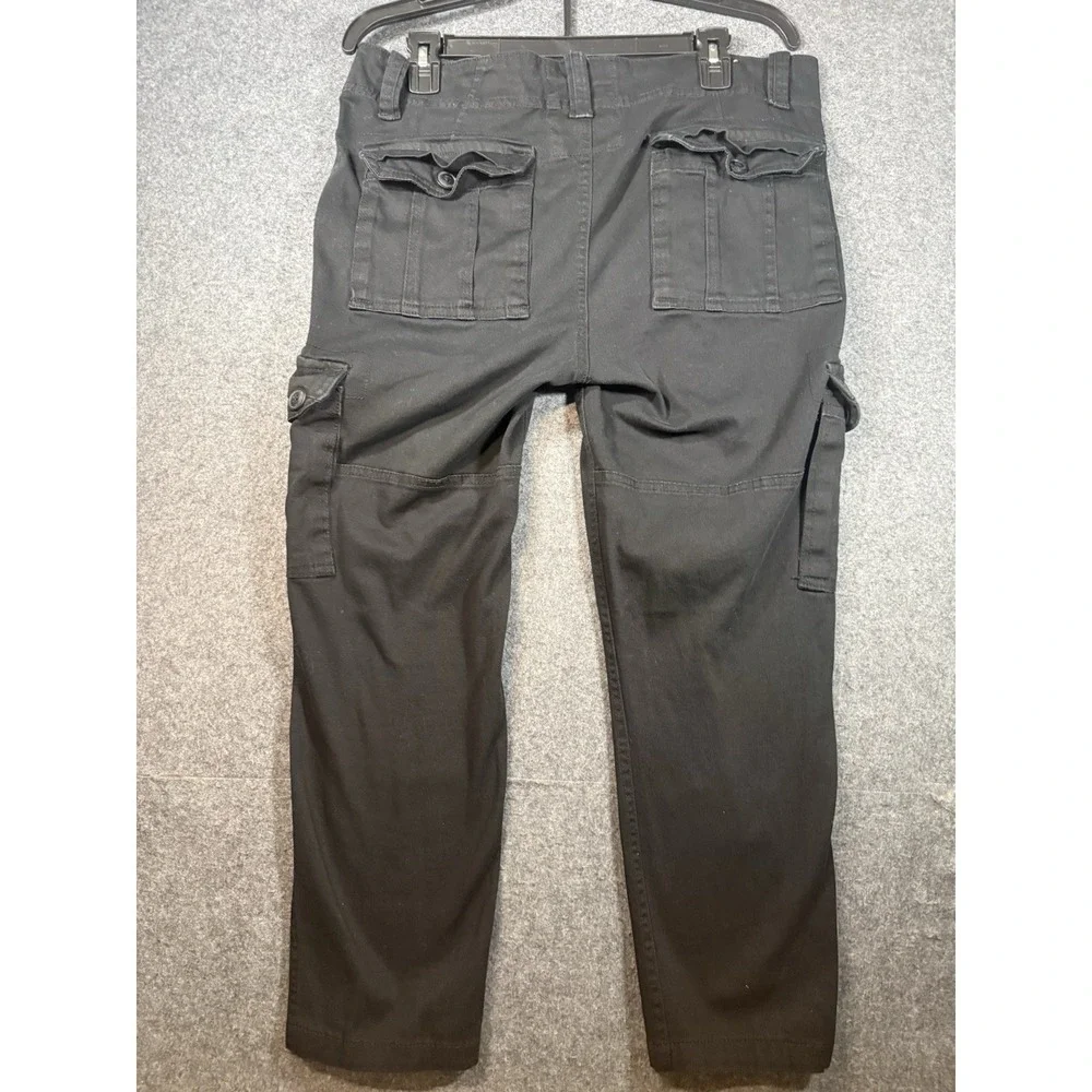 PJ MARK Premium‎ Quality Slim Straight Stretch Cargo Pants Black 34